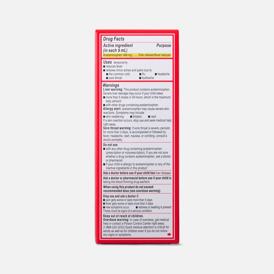 Tylenol Children's Pain & Fever Reliever Liquid, Dye-Free, Cherry, 4 fl oz., , large image number 1