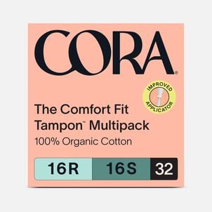 Cora 100% Organic Cotton Applicator Tampons, Regular/Super, 32 ct.