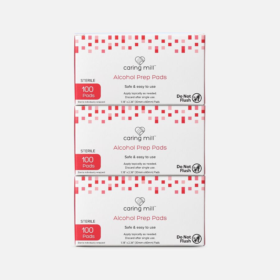 Caring Mill&trade; Alcohol Prep Pads, 100 ct. (3-Pack), , large image number 0