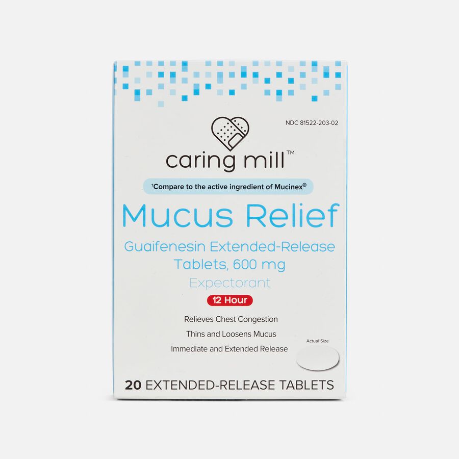 Caring Mill&trade; Mucus Relief Guaifenesin Extended-Release Tablets, 600mg, , large image number 0