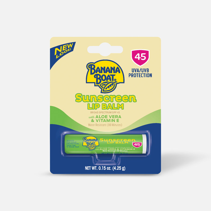 Banana Boat Sunscreen Lip Balm SPF 45, Aloe Vera & Vitamin E, .15 oz., , large image number 0