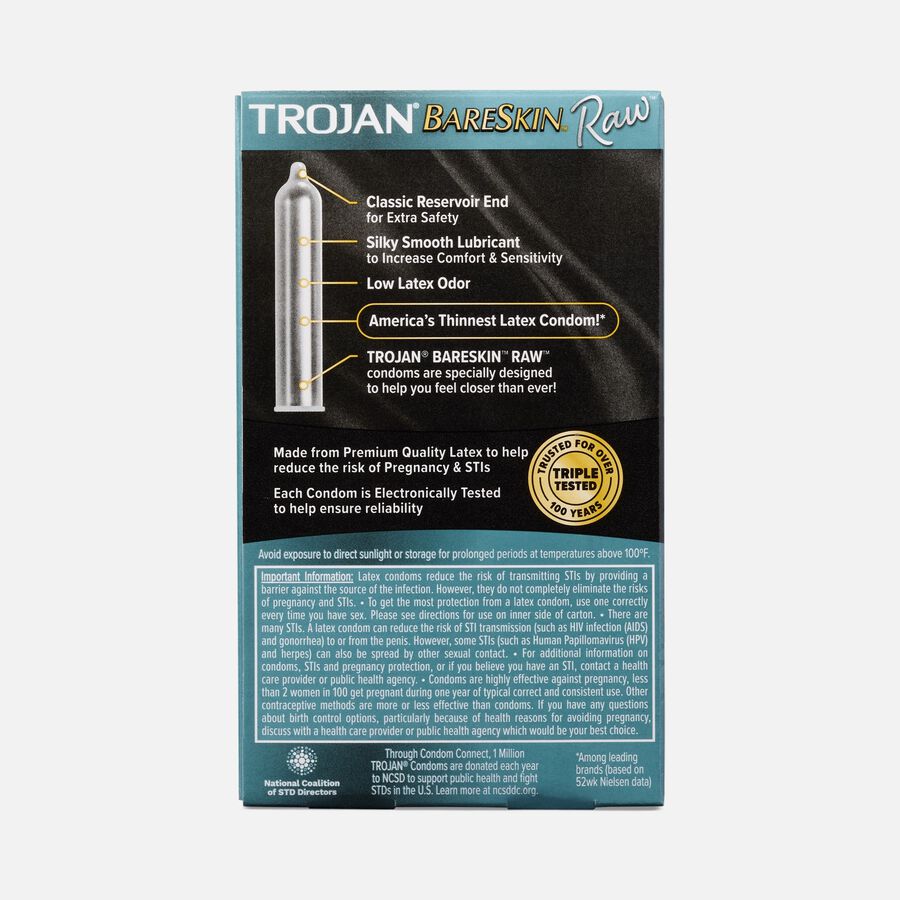Trojan Latex Condom BareSkin Raw, 10 ct., , large image number 1