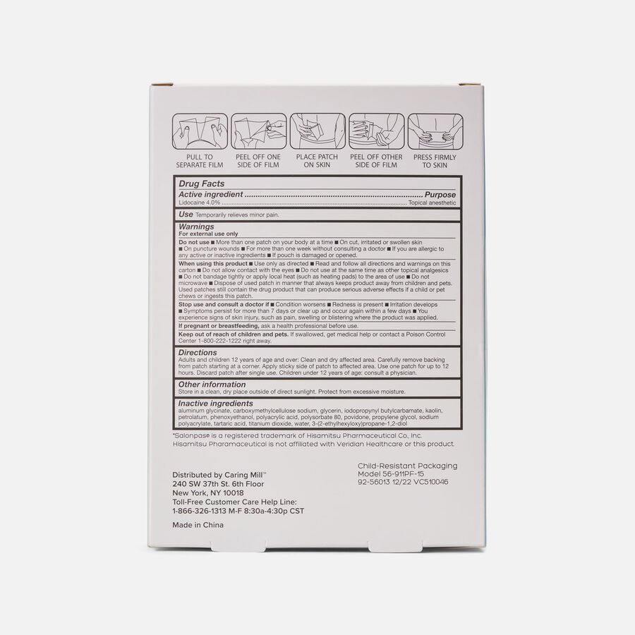 Caring Mill&trade; Maximum Strength Lidocaine Pain Relief Patches, 15 ct., , large image number 4