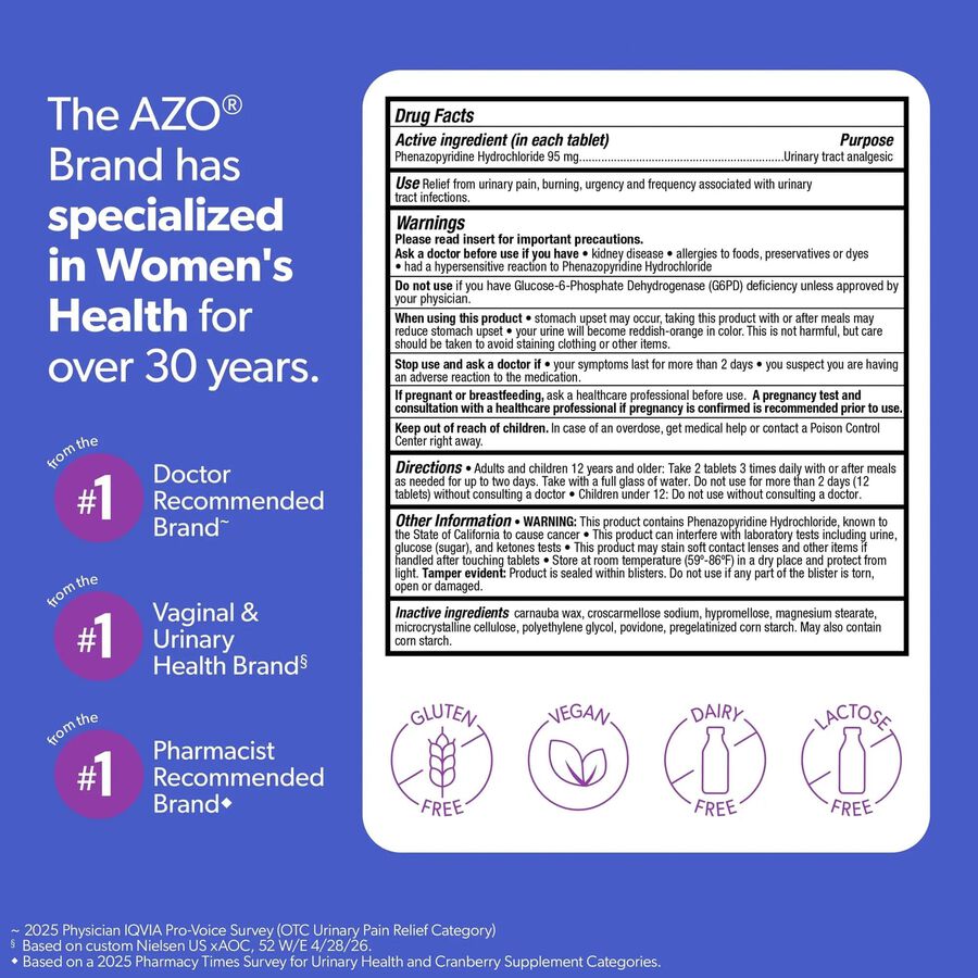 AZO Urinary Pain Relief Maximum Strength Tablets, 24 ct., , large image number 2