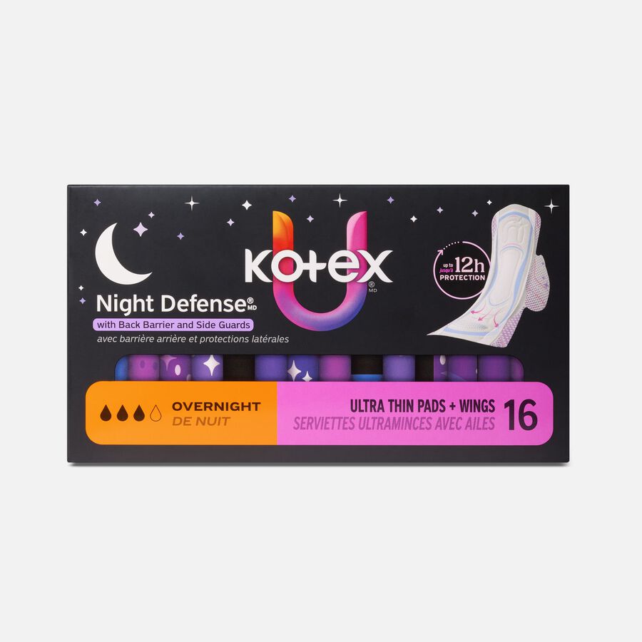 Kotex&reg; Ultra Thin Overnight Pads with Wings, Heavy Absorbency, 16 ct., , large image number 1