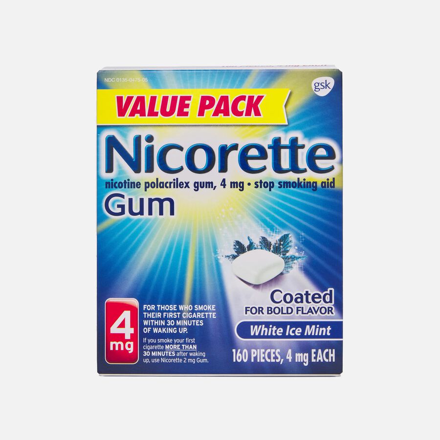 Nicorette Nicotine Gum, White Ice Mint, 4mg, , large image number 1