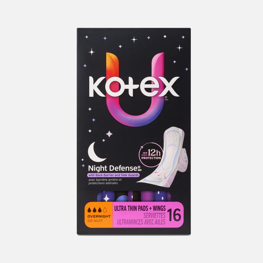Kotex&reg; Ultra Thin Overnight Pads with Wings, Heavy Absorbency, 16 ct., , large image number 0