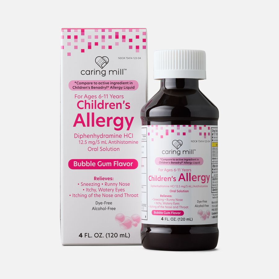 Caring Mill&trade; Children's Allergy Relief Liquid, Dye-Free, Bubblegum, 4 fl oz., , large image number 0