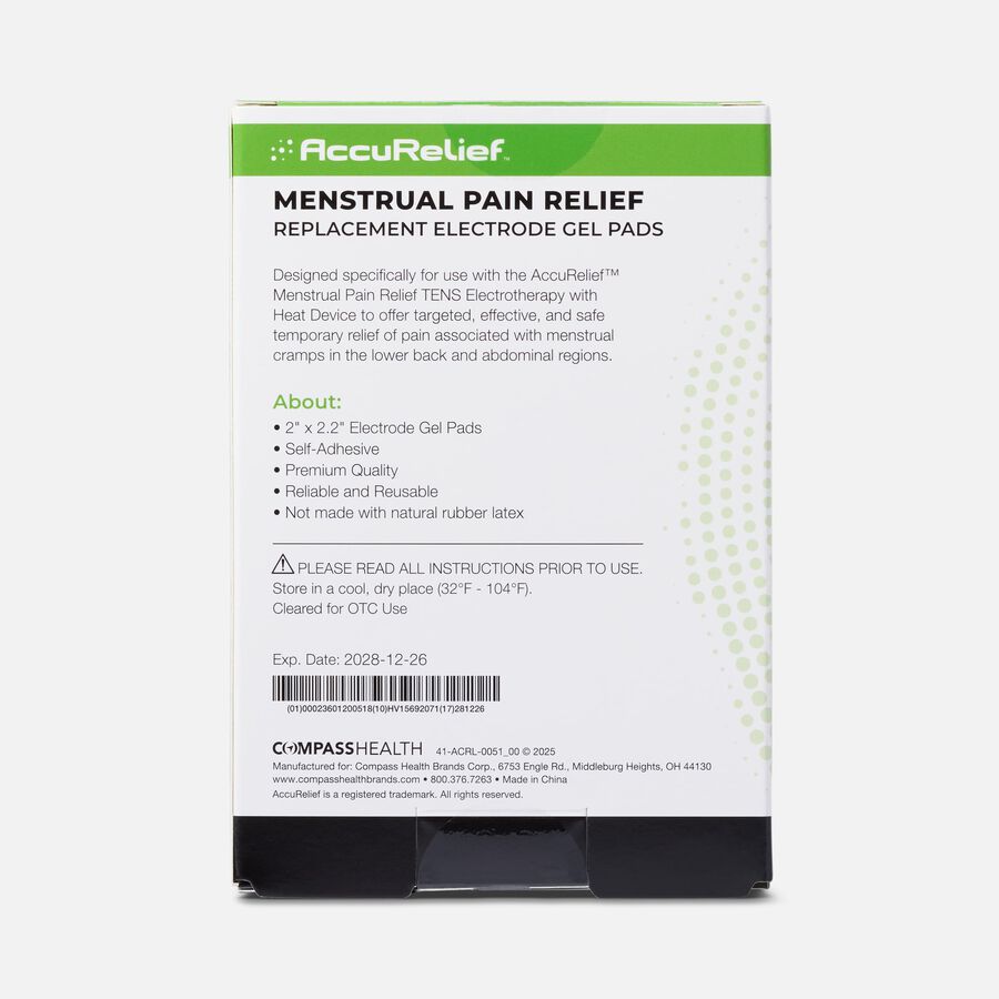AccuRelief&trade; Menstrual Pain Relief Replacement Electrode Gel Pads, 4-Pack, , large image number 1