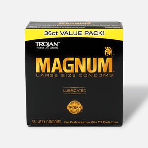 Trojan Magnum Lubricated Latex Condoms, Large Size, 36 ct.