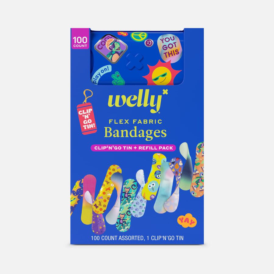 Welly Flex Fabric Bandages & Clip &lsquo;N' Go Tin, 100 ct., , large image number 0