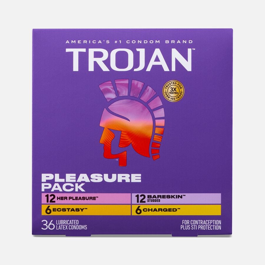Trojan Latex Condom Pleasure Pack Lubricated, 12 ct., , large image number 1