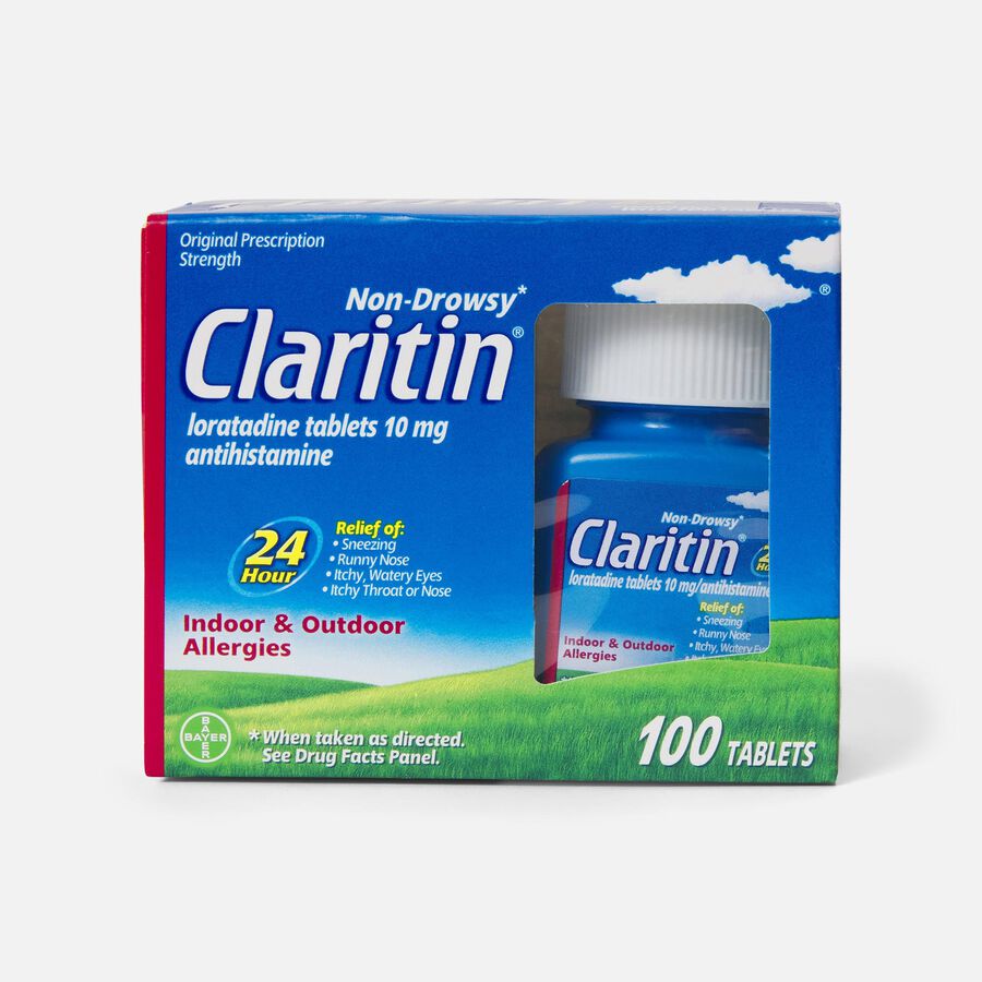 Claritin 24 Hour Allergy Medicine, Non-Drowsy Prescription Strength Allergy Relief, Loratadine Antihistamine Tablets, 100 ct., , large image number 0