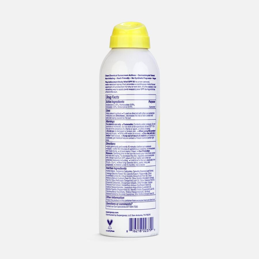 Supergoop! PLAY Antioxidant Body Mist SPF 50 with Vitamin C, 6 oz., , large image number 1