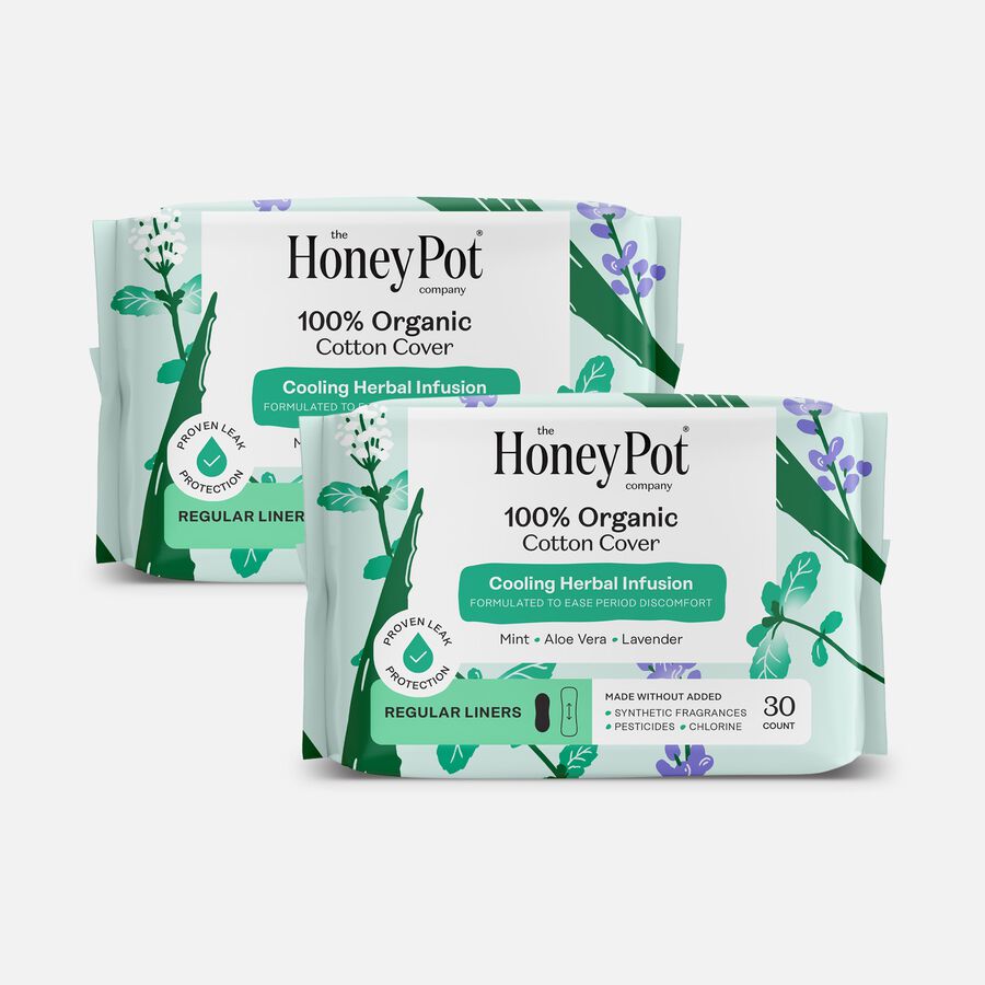The Honey Pot 100% Organic Top Sheet Everyday Herbal Pantiliners, 30 ct. (2-Pack), , large image number 0