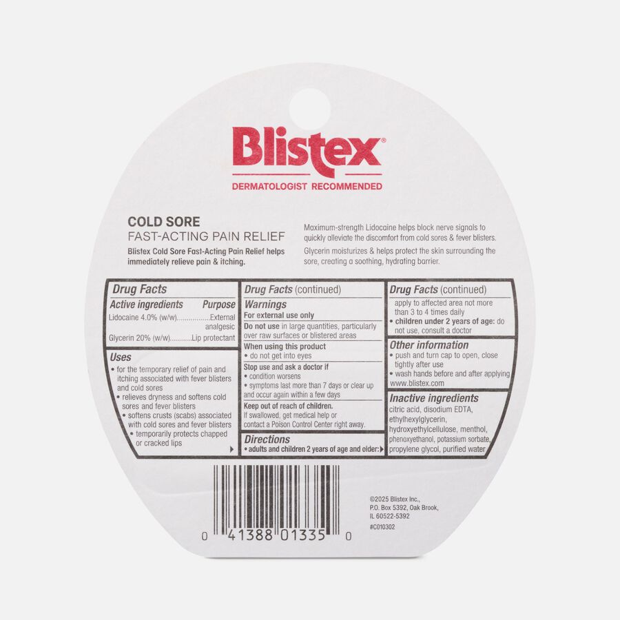 Blistex Cold Sore Fast-Acting Pain Relief, 0.15 oz., , large image number 1