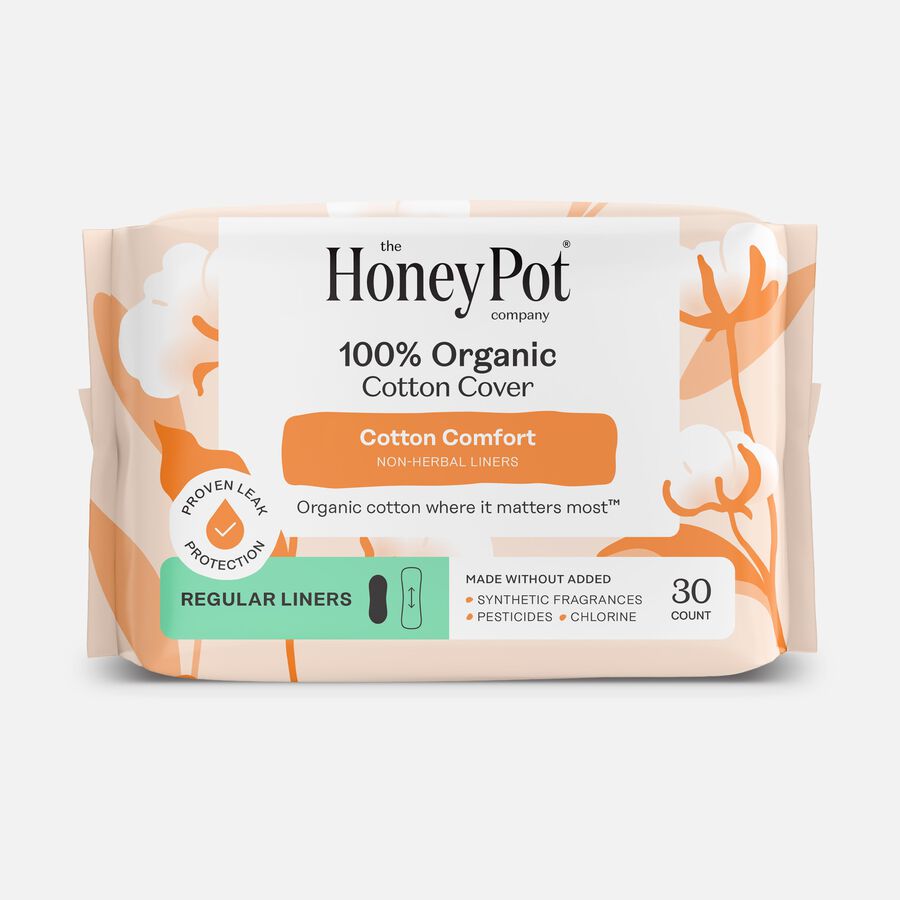 The Honey Pot 100% Organic Top Sheet Everyday Non Herbal Pantiliners, 30 ct., , large image number 0