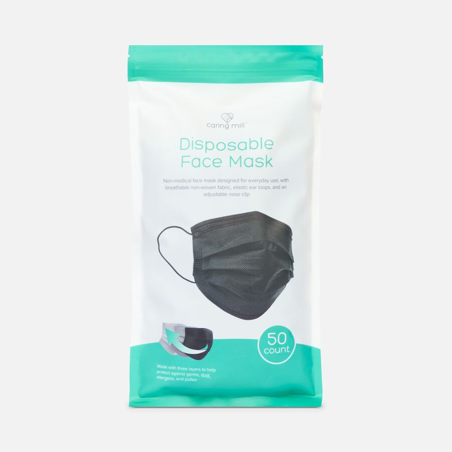 Caring Mill&trade;  Disposable Face Mask, Black, 50 ct., , large image number 0