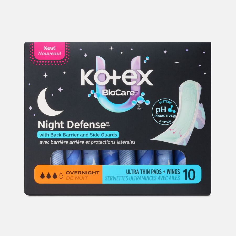 Kotex&reg; BioCare&trade; Ultra Thin Overnight Pads With Wings, Heavy Absorbency, 10 ct., , large image number 0