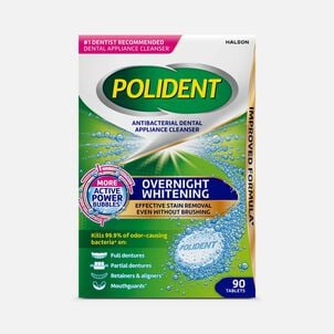 Polident Overnight Whitening Antibacterial Dental Appliance Cleanser Tablets, 90 ct.
