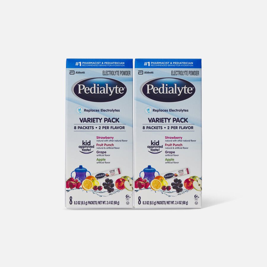 Pedialyte&reg; Electrolyte Powder Pack - Punch, Grape, Apple and Strawberry Flavor Variety, .3 oz., 8 ct. (2-Pack), , large image number 0