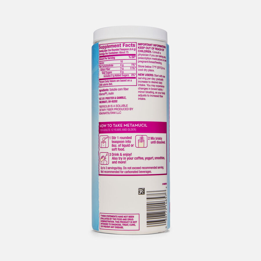 Metamucil Clear Fiber Blend Powder, Unflavored, 11.6 oz., , large image number 1