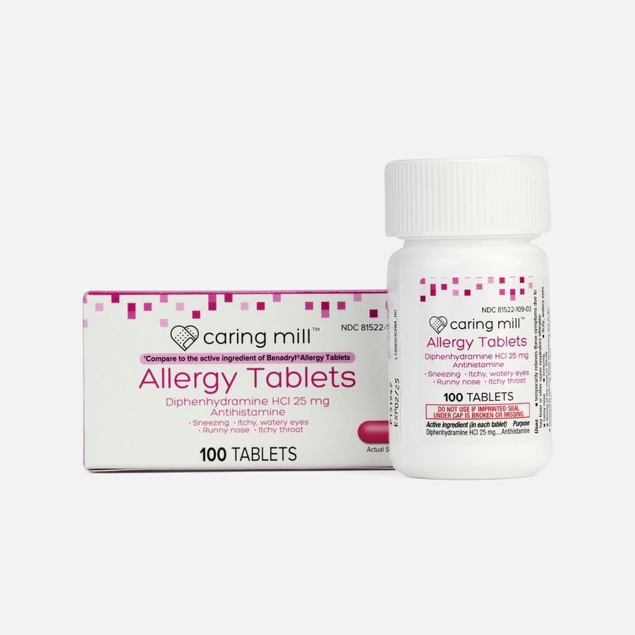 Caring Mill&trade; Diphenhydramine Allergy Relief Tablets, 100 ct., , large image number 0