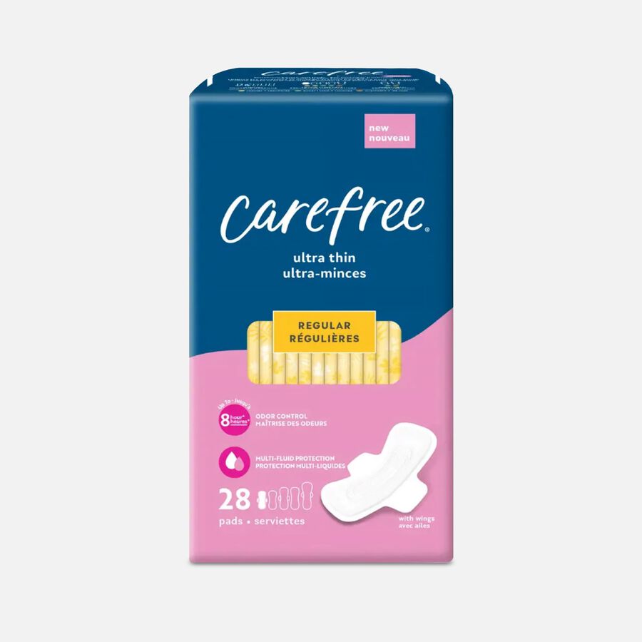 Carefree Ultra Thin Regular Pads with Wings, 28 ct., , large image number 0