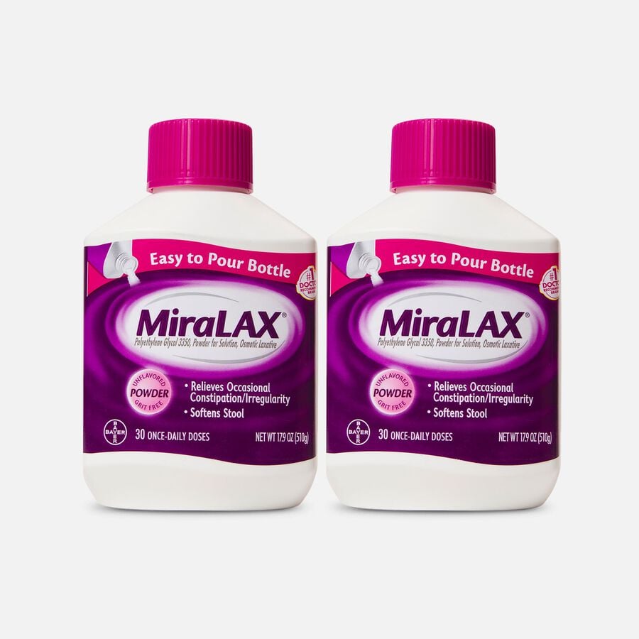 MiraLAX Laxative Powder for Gentle Constipation Relief - 30 Dose Bottle (2-Pack), , large image number 0