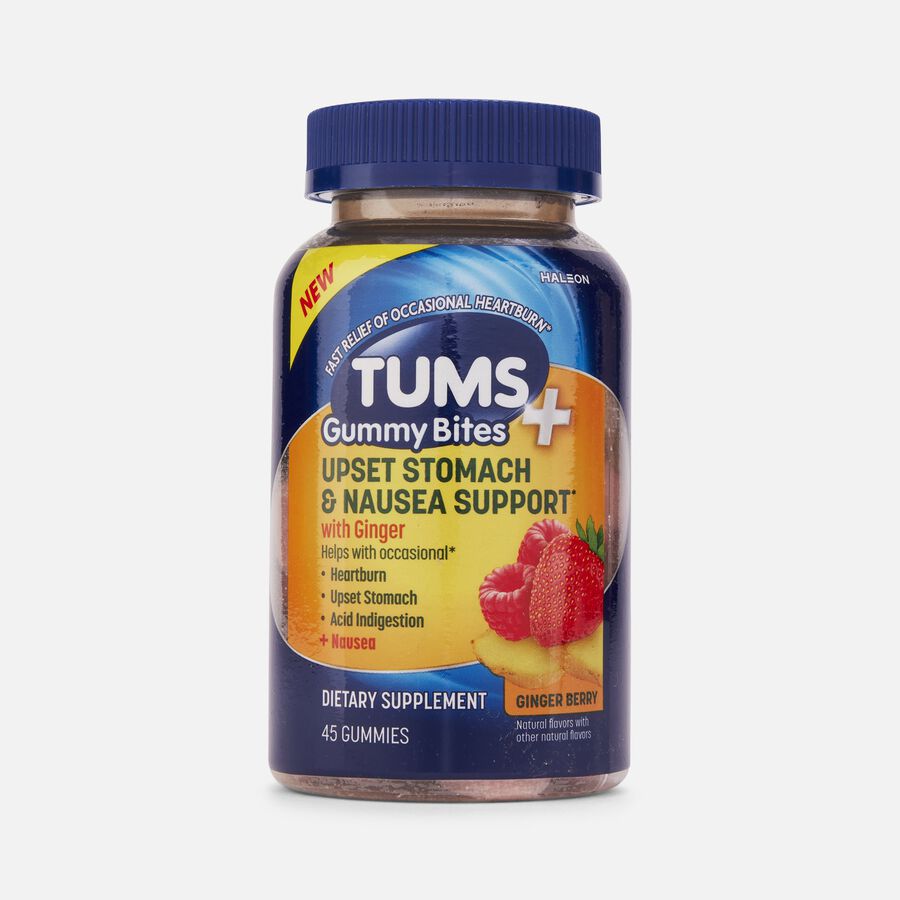 TUMS+ Upset Stomach & Nausea Support Gummy Bites, Ginger Berry, 45 ct., , large image number 0
