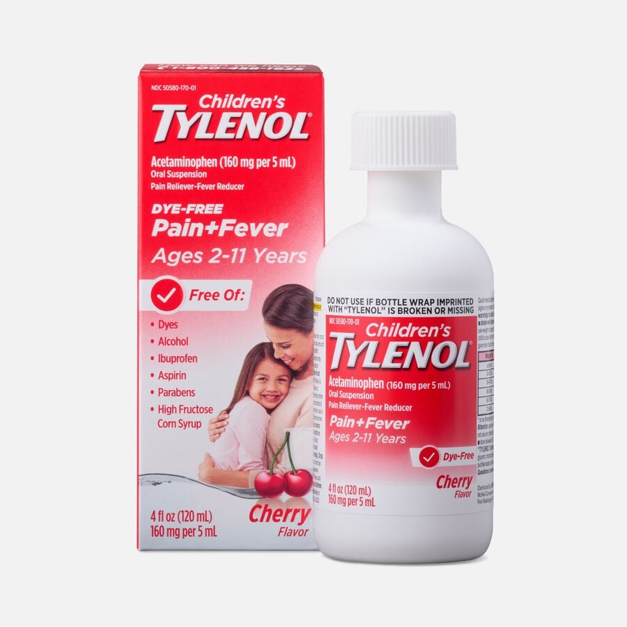 Tylenol Children's Pain & Fever Reliever Liquid, Dye-Free, Cherry, 4 fl oz., , large image number 0