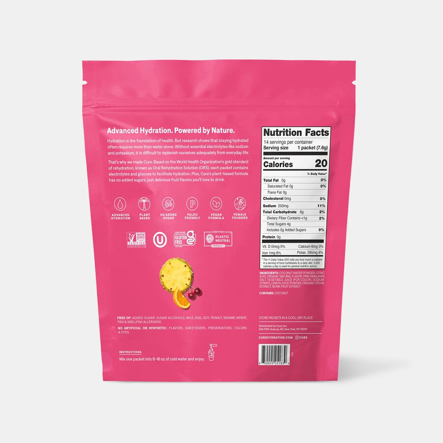 Cure Hydrating Electrolyte Drink Mix Pouches, Tropical Punch, 14 ct., , large image number 1