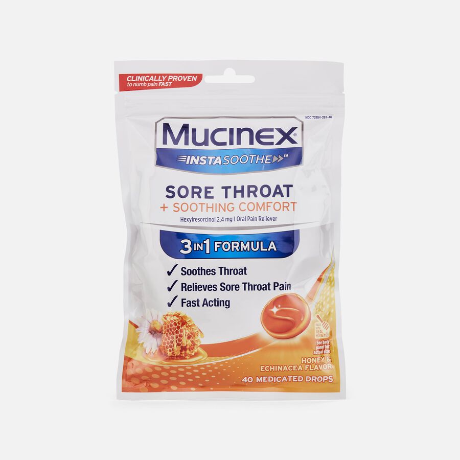 Mucinex InstaSoothe&trade; Sore Throat + Soothing Comfort - Honey & Echinacea, 40 ct., , large image number 0