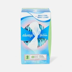 Always Infinity FlexFoam Pads for Women Size 2 Heavy Flow Absorbency, with Wings Unscented, 32 ct.