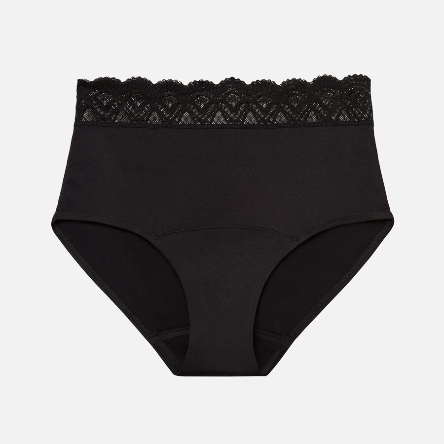 Thinx For All Leaks Signature Lace Very Light Hi-Waist Incontinence Underwear, Black, L, , large image number 0